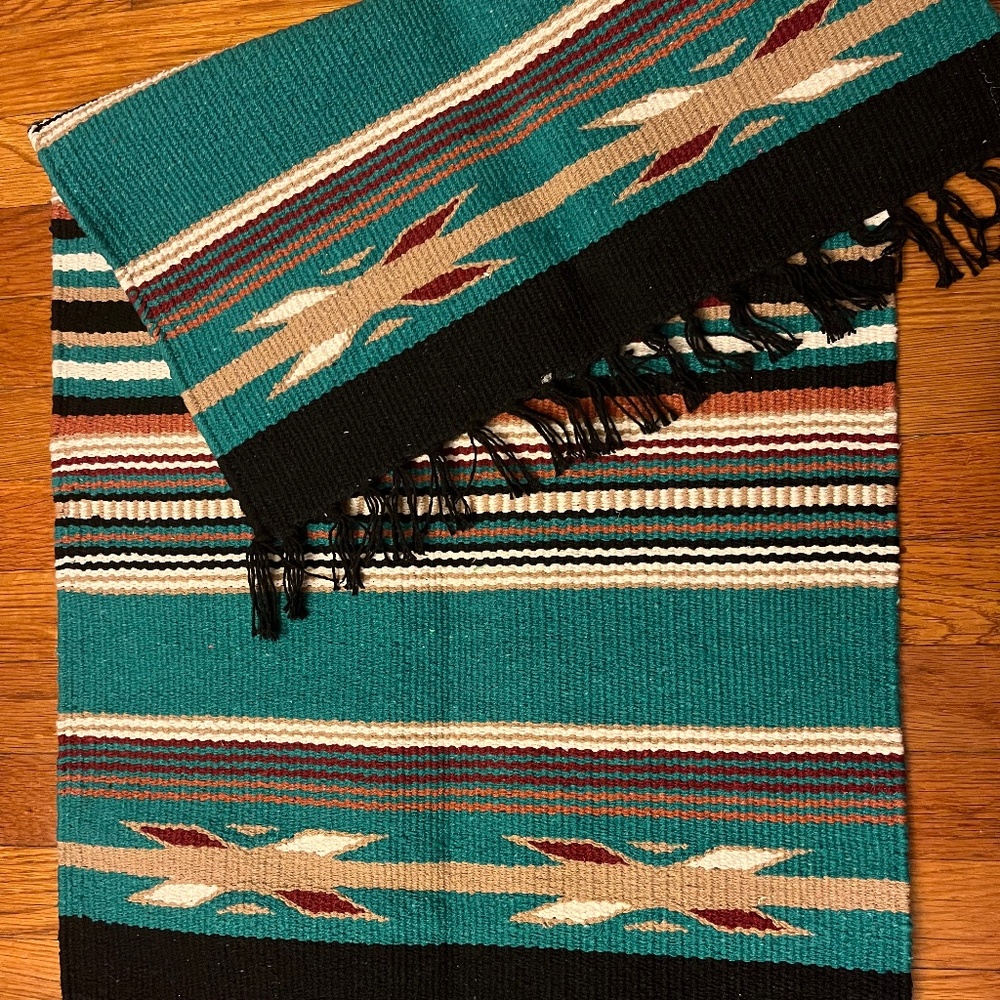 Southwestern Style Turquoise Throw Rug